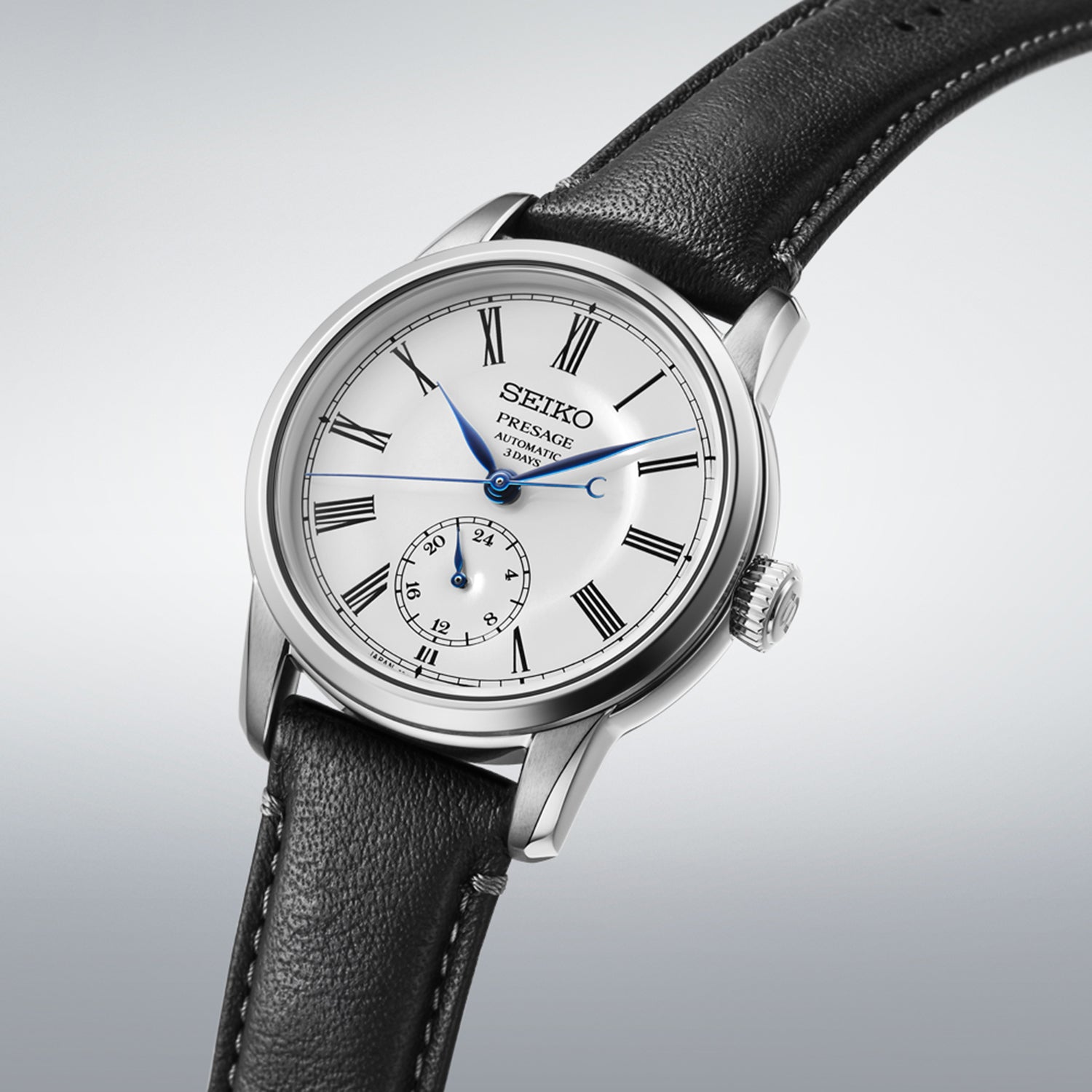 Presage Men Automatic White Dial Analog Leather Watch SPB495J1