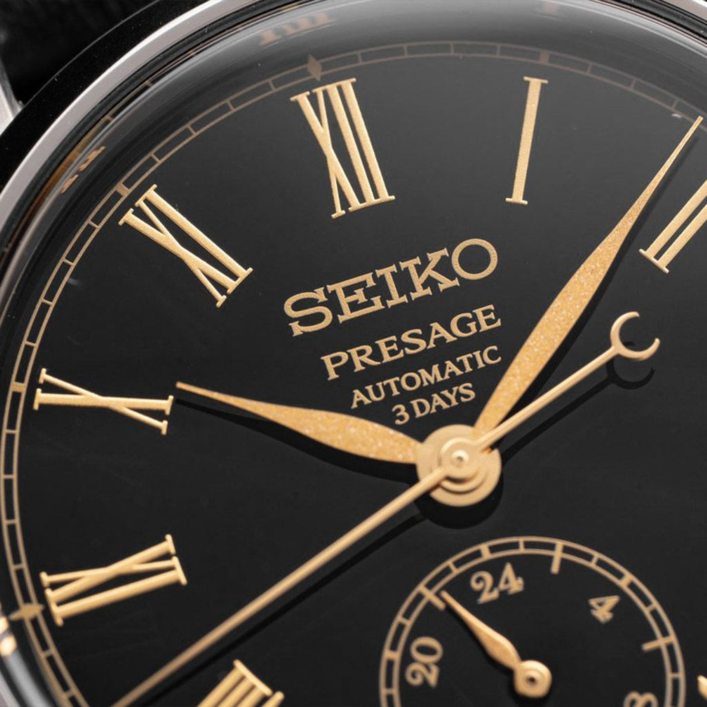 Presage Men Automatic Black Dial Analog Leather Watch SPB499J1