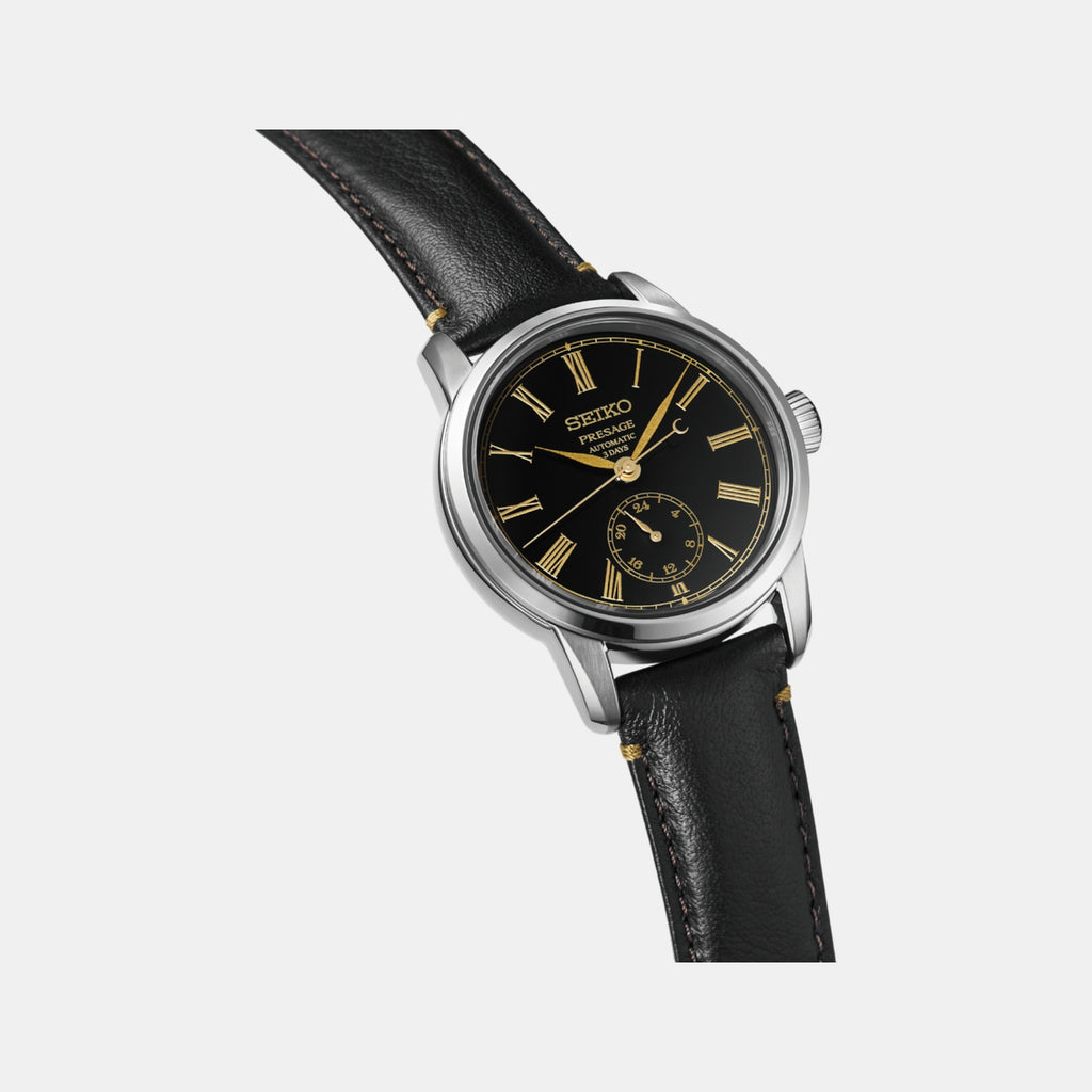 Presage Men Automatic Black Dial Analog Leather Watch SPB499J1