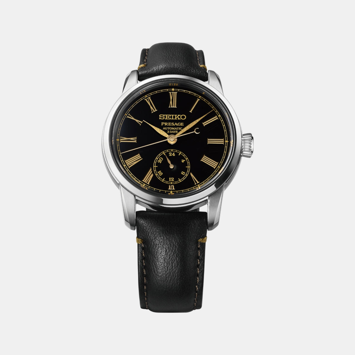 Presage Men Automatic Black Dial Analog Leather Watch SPB499J1