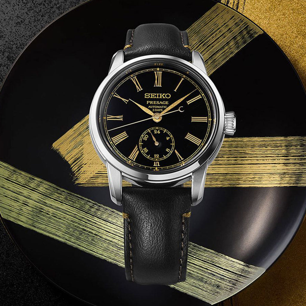 Presage Men Automatic Black Dial Analog Leather Watch SPB499J1