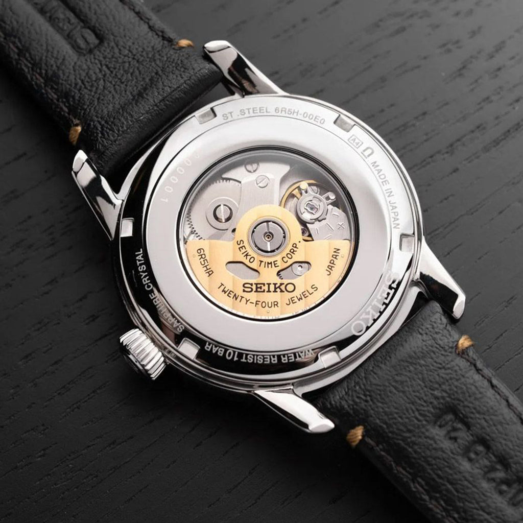 Presage Men Automatic Black Dial Analog Leather Watch SPB499J1