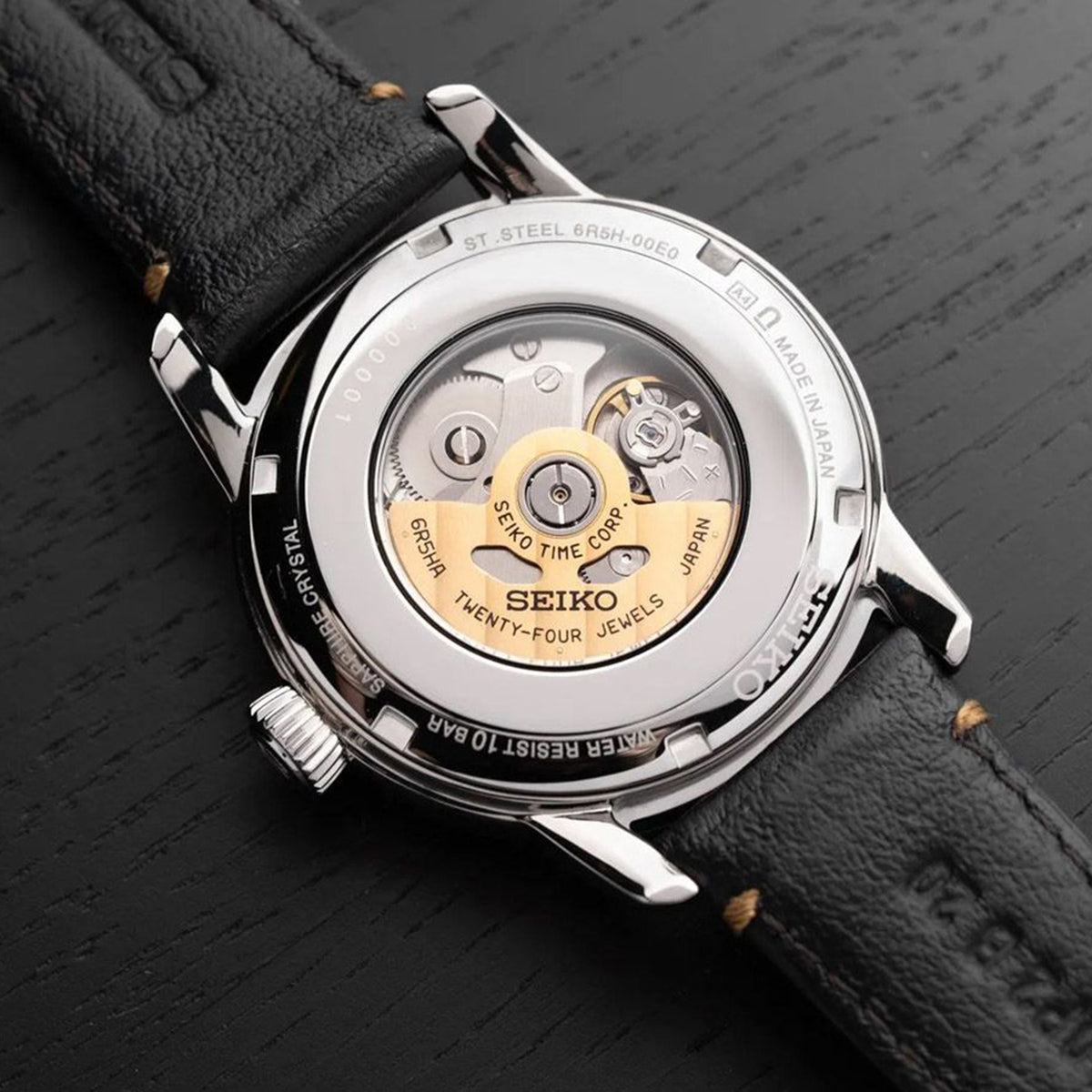 Presage Men Automatic Black Dial Analog Leather Watch SPB499J1