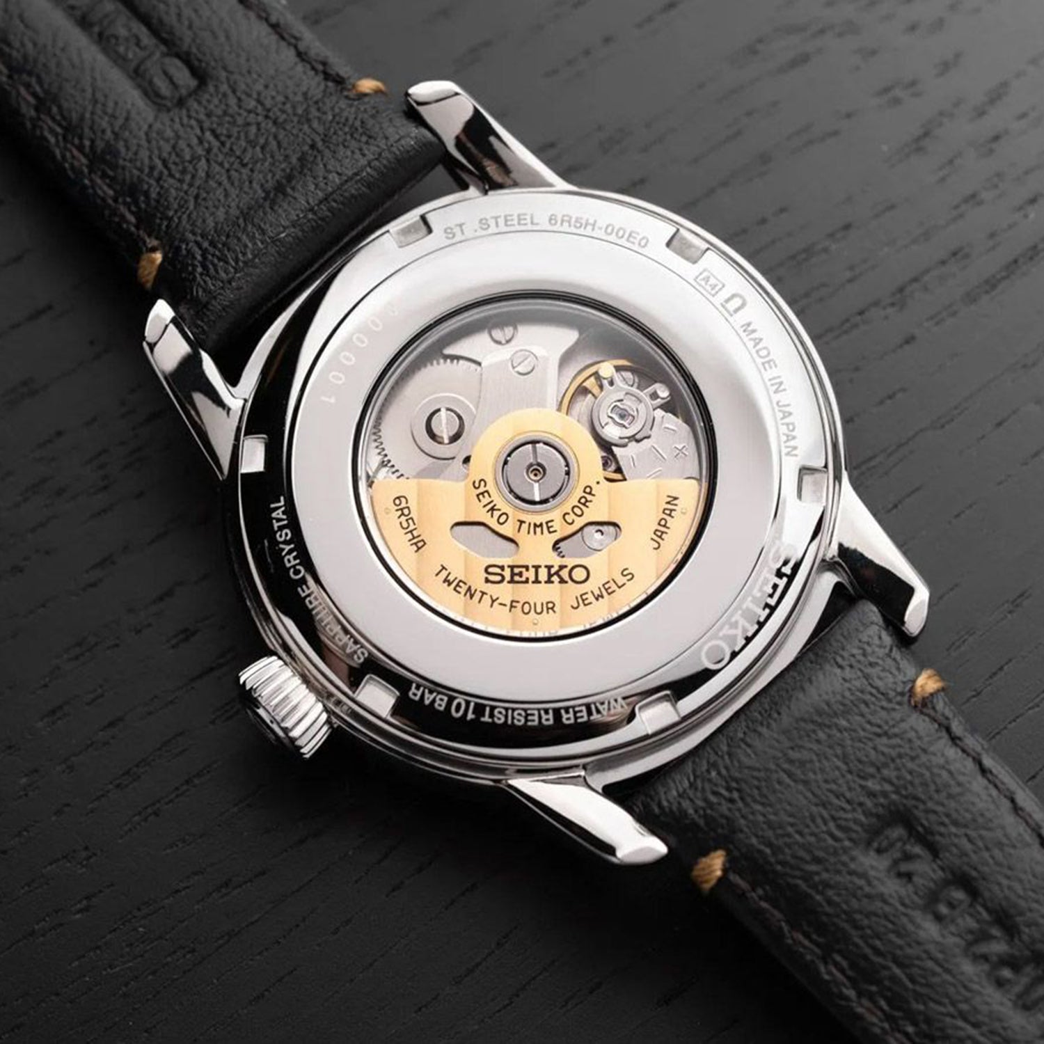 Presage Men Automatic Black Dial Analog Leather Watch SPB499J1