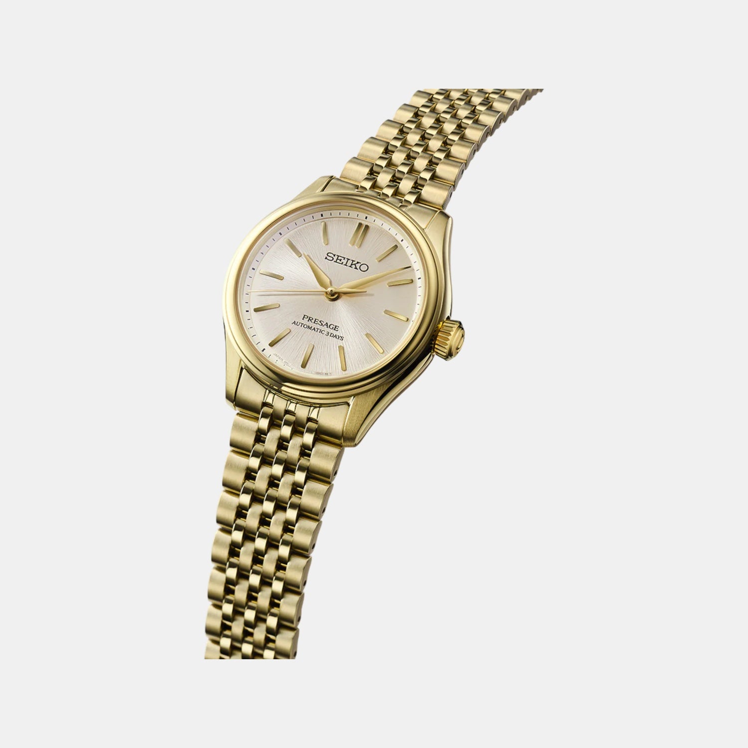 Presage Men Automatic Gold Dial Analog Stainless Steel Watch SPB524J1