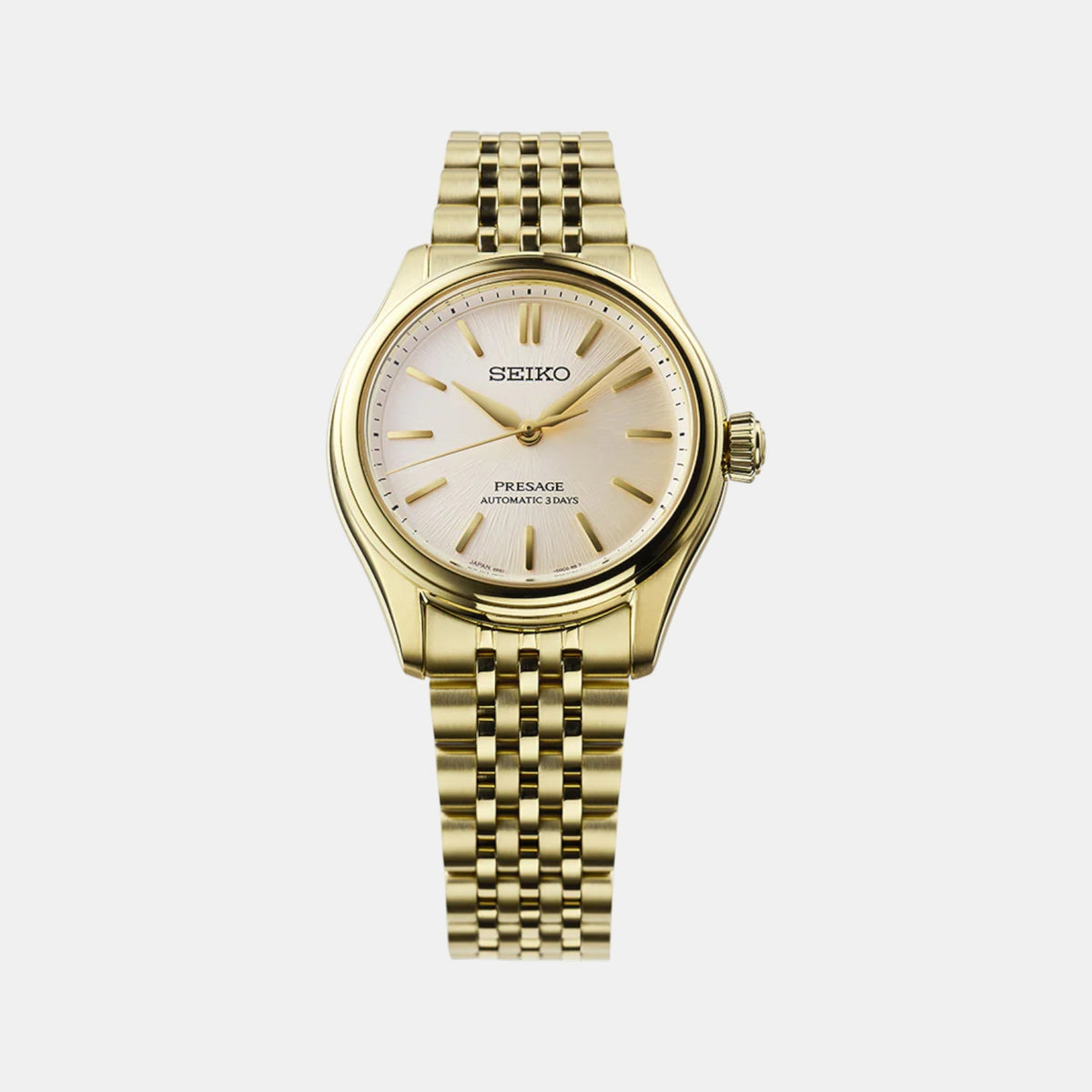 Presage Men Automatic Gold Dial Analog Stainless Steel Watch SPB524J1