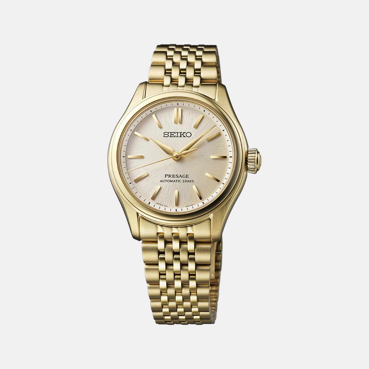 Presage Men Automatic Gold Dial Analog Stainless Steel Watch SPB524J1