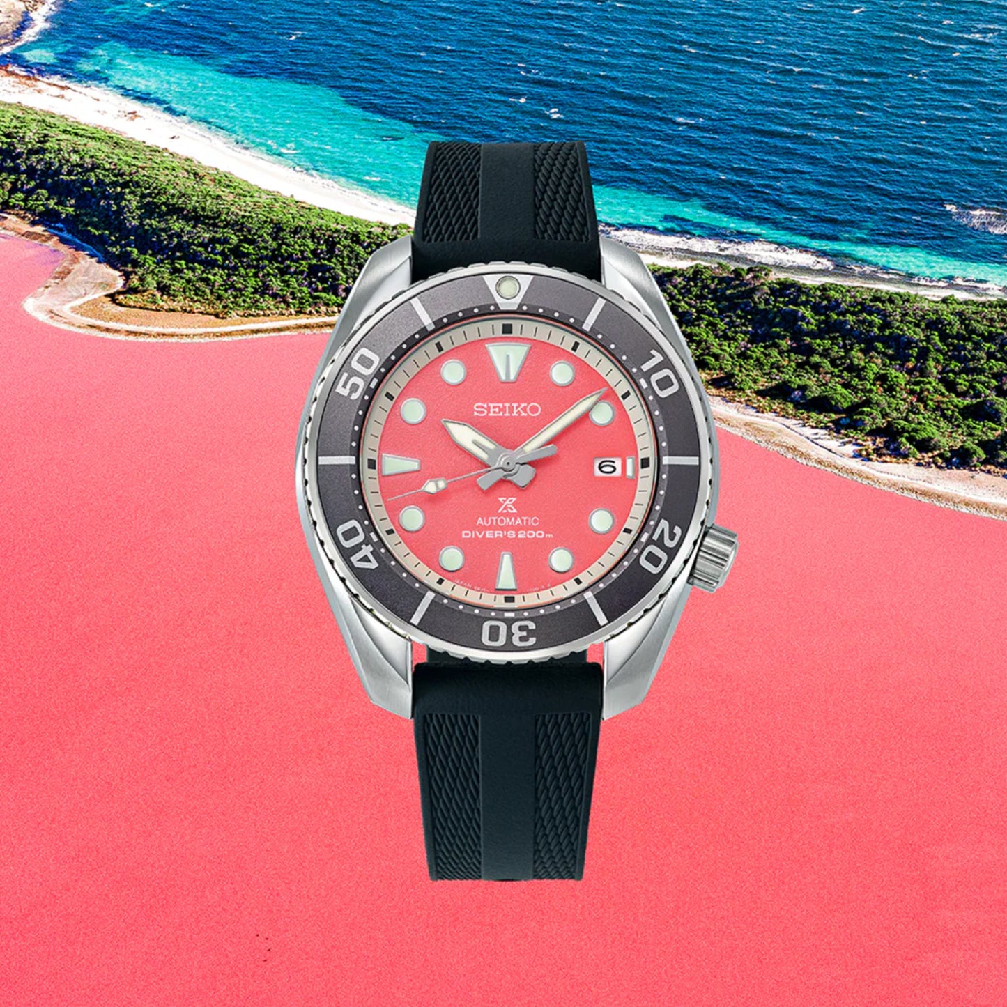 Prospex Asia Pacific 'Pink Lake' Limited Edition Automatic Analog Silicone Watch SPB541J1