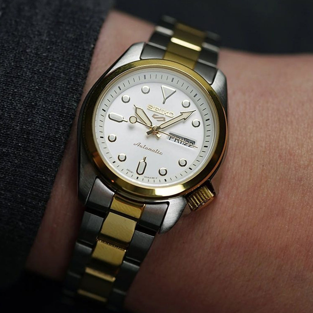 5 Sports Women Automatic Silver Dial Analog Stainless Steel Watch SRE004K1