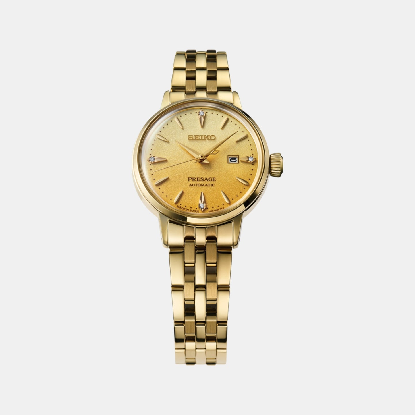 Presage Cocktail Time Women Automatic Gold Dial Analog Stainless Steel Watch SRE018J1