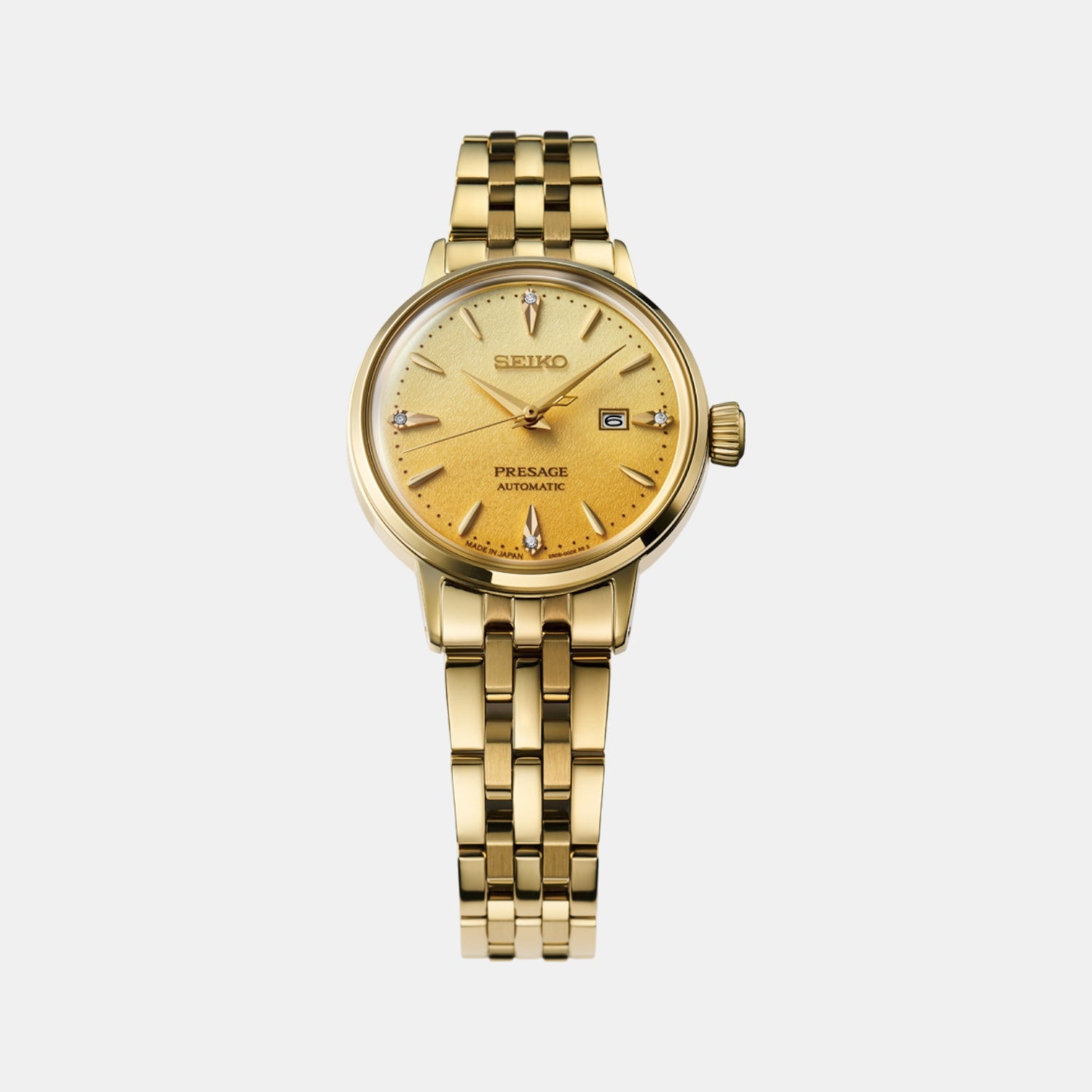 Presage Cocktail Time Women Automatic Gold Dial Analog Stainless Steel Watch SRE018J1