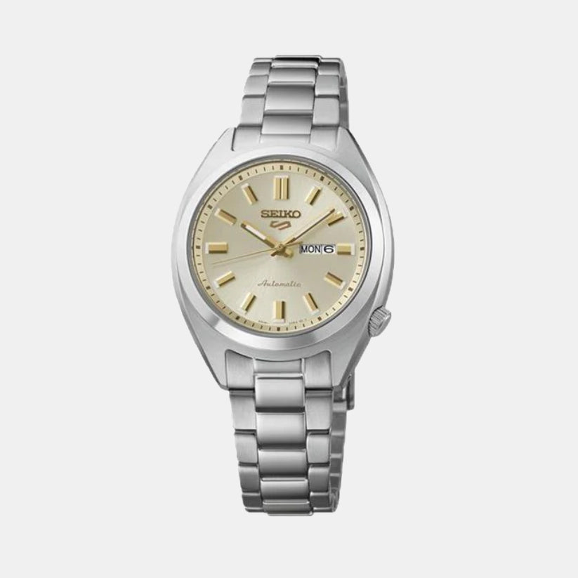 5 Sports Women Automatic Cream Dial Analog Stainless Steel Watch SRE023K1
