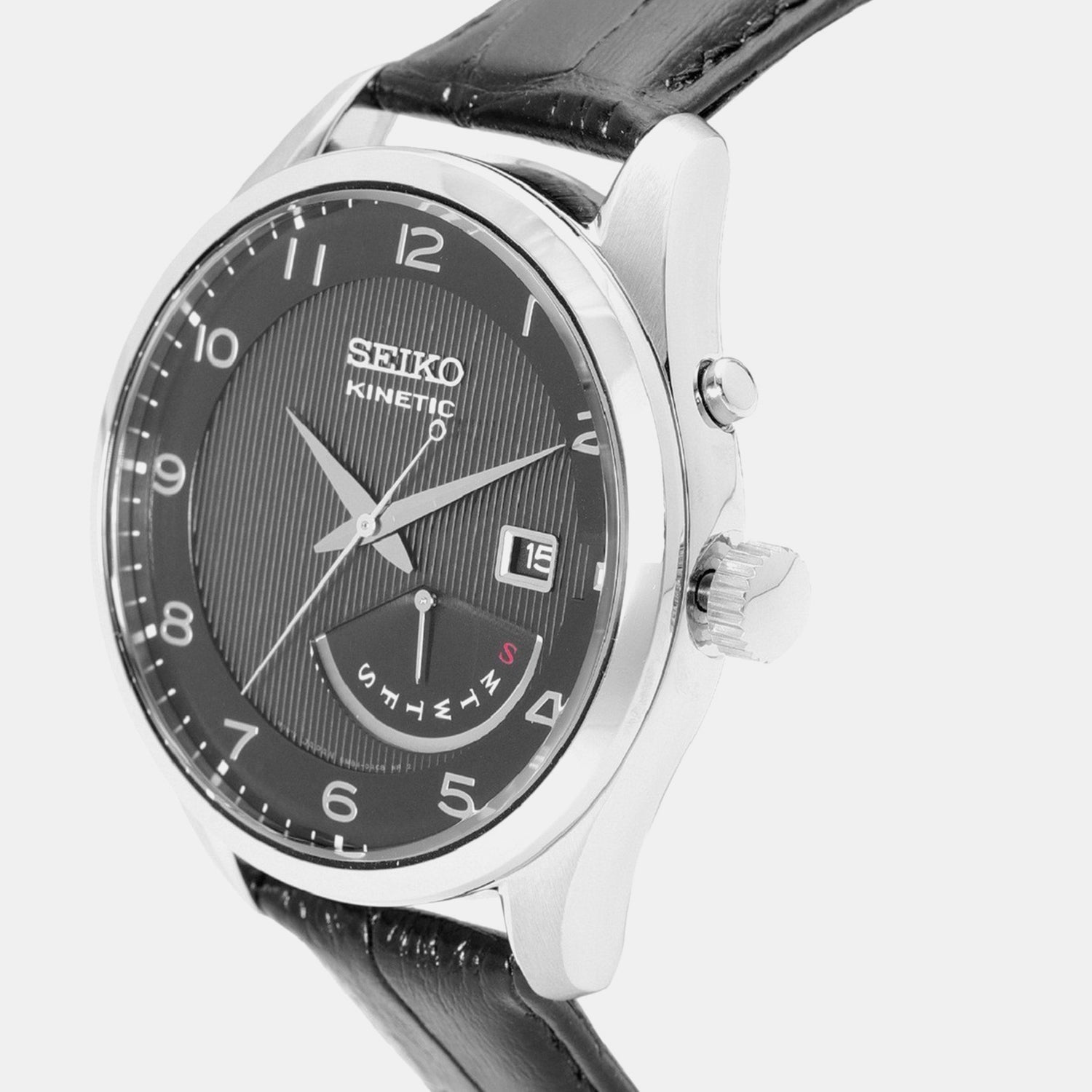 Men Kinetic Black Dial Analog Leather Watch SRN051P1