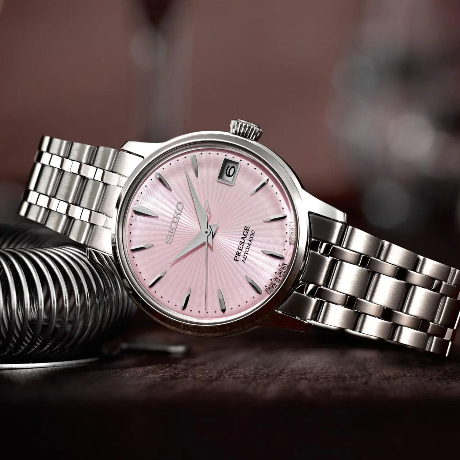 Presage Women Automatic Pink Dial Analog Stainless Steel Watch SRP839J1