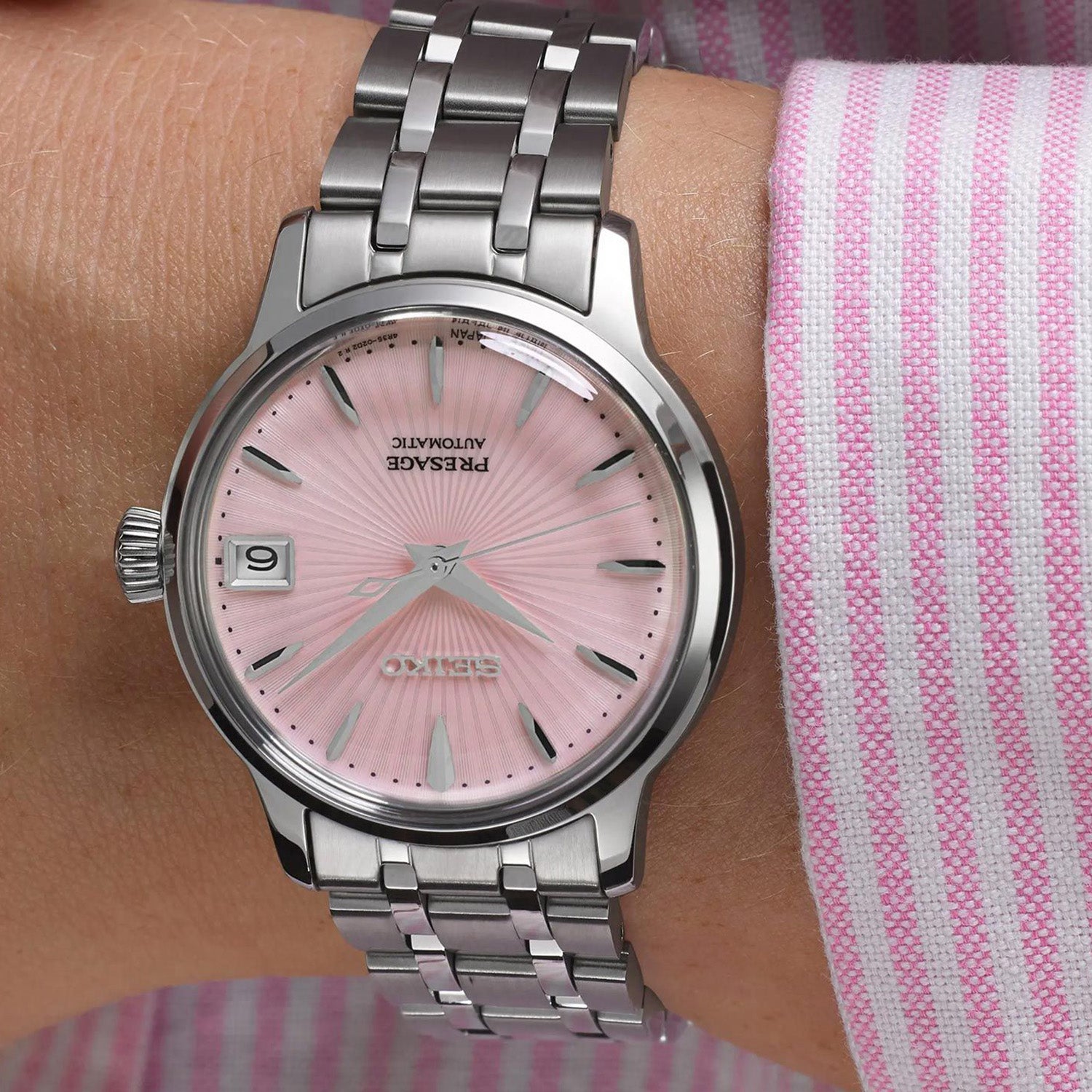 Presage Women Automatic Pink Dial Analog Stainless Steel Watch SRP839J1