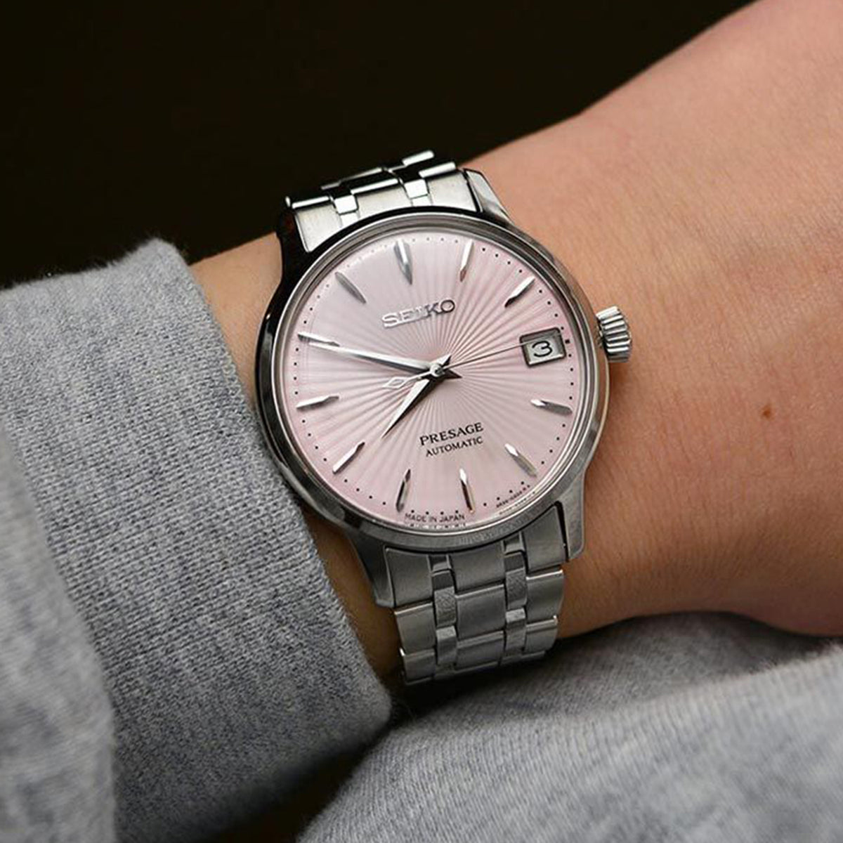 Presage Women Automatic Pink Dial Analog Stainless Steel Watch SRP839J1