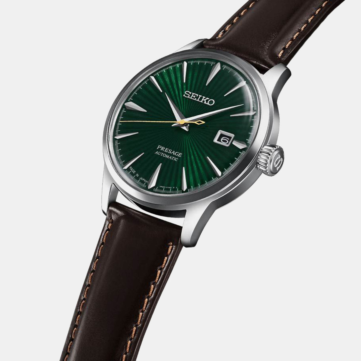 Presage Men Automatic Green Dial Analog Leather Watch SRPD37J1