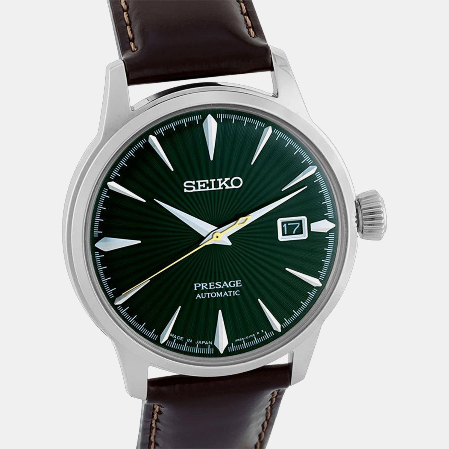 Presage Men Automatic Green Dial Analog Leather Watch SRPD37J1