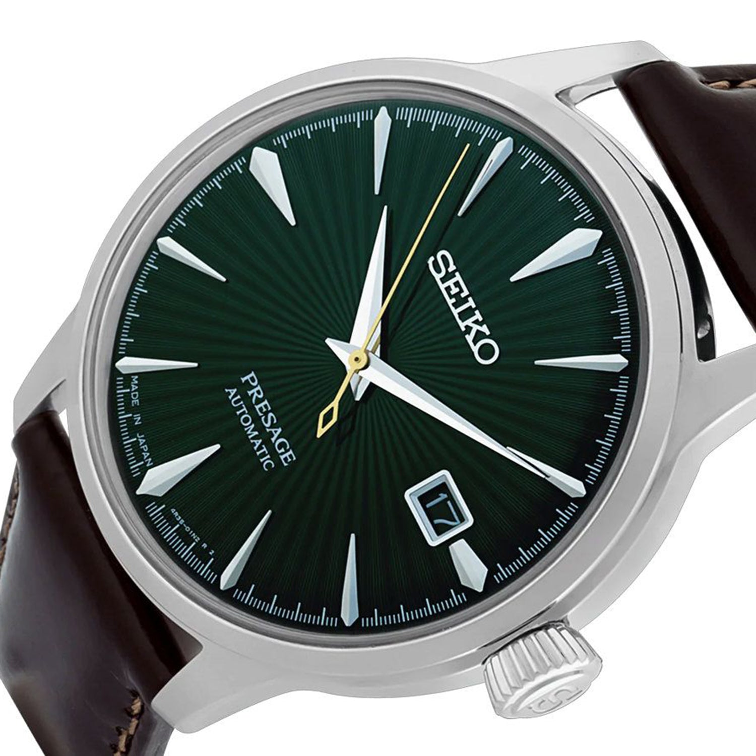 Presage Men Automatic Green Dial Analog Leather Watch SRPD37J1