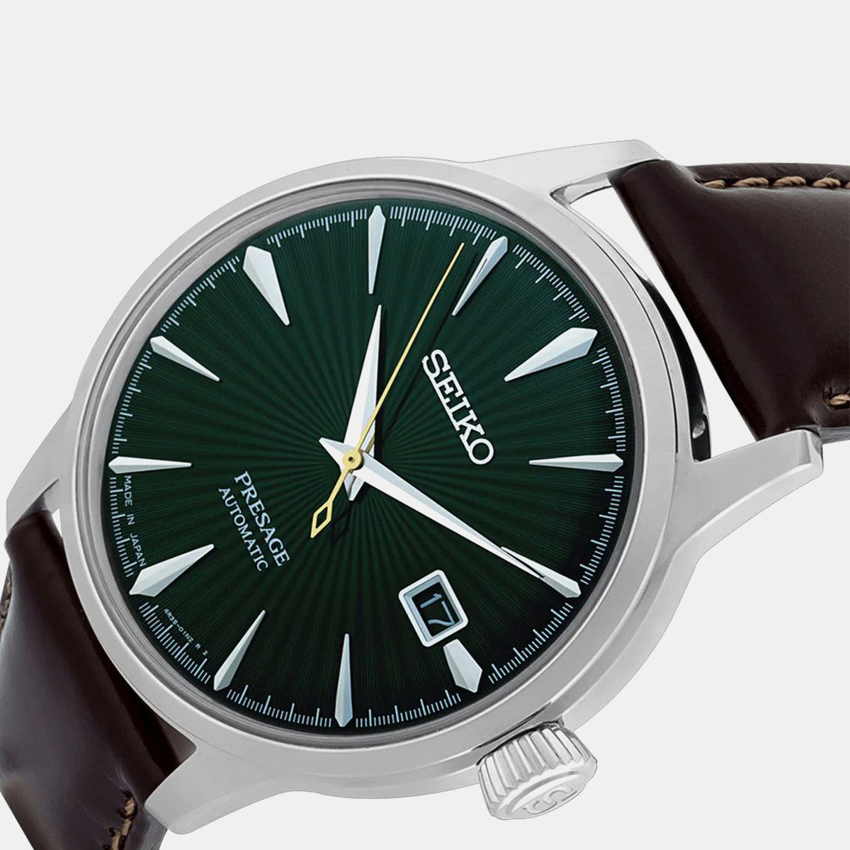 Presage Men Automatic Green Dial Analog Leather Watch SRPD37J1