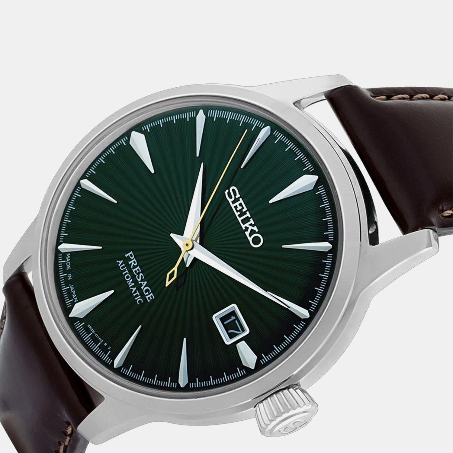 Presage Men Automatic Green Dial Analog Leather Watch SRPD37J1