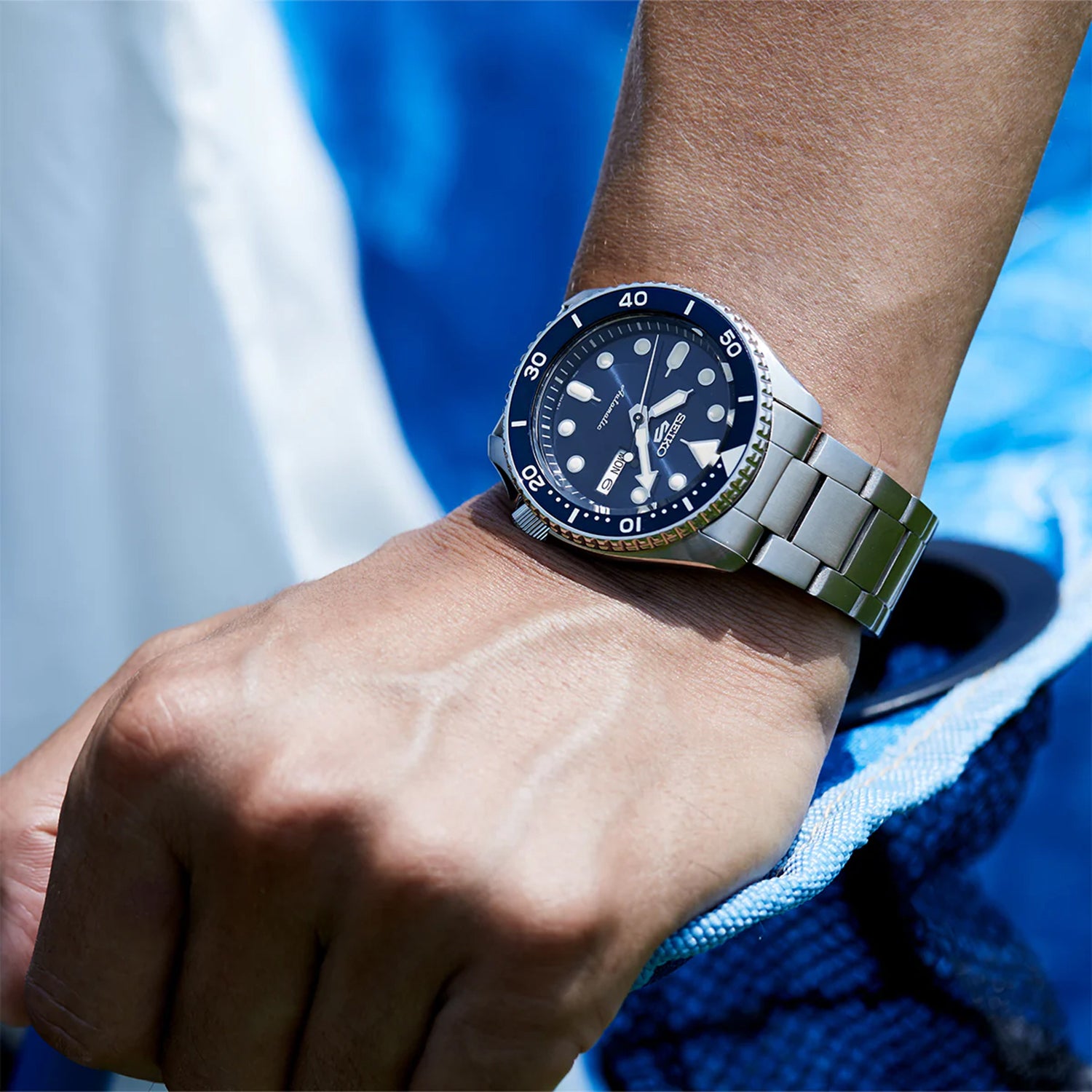 5 Sports Men Automatic Blue Dial Analog Stainless Steel Watch SRPD51K1