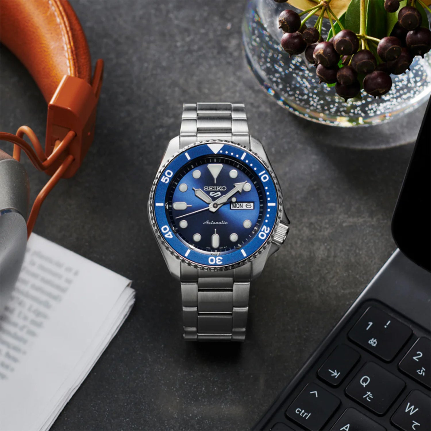 5 Sports Men Automatic Blue Dial Analog Stainless Steel Watch SRPD51K1