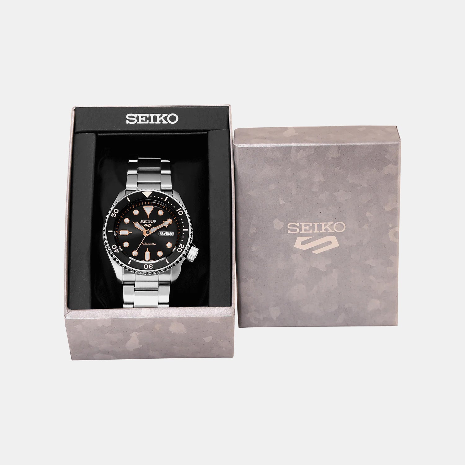 5 Sports Men Automatic Black Dial Analog Stainless Steel Watch SRPD57K1