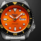 5 Sports Men Automatic Orange Dial Analog Stainless Steel Watch SRPD59K1