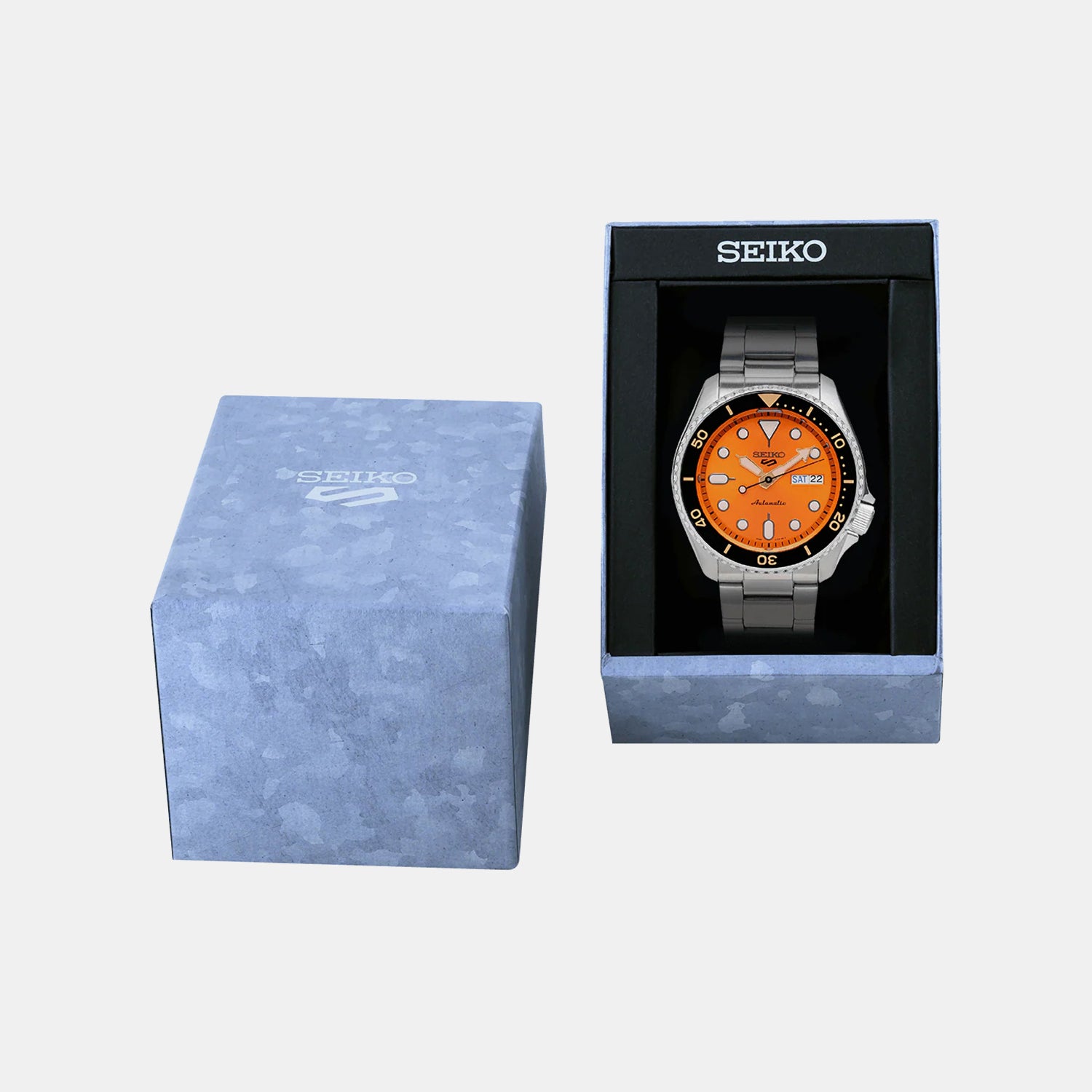 5 Sports Men Automatic Orange Dial Analog Stainless Steel Watch SRPD59K1