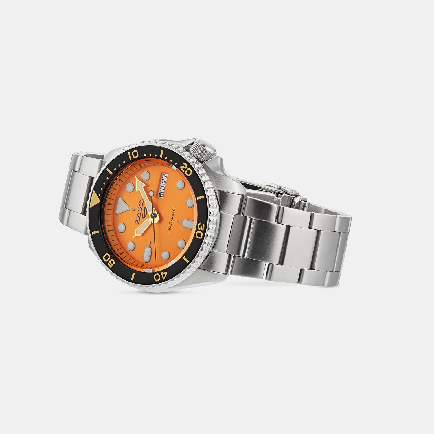 5 Sports Men Automatic Orange Dial Analog Stainless Steel Watch SRPD59K1