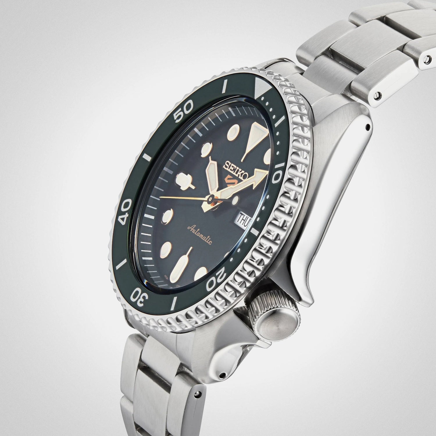 5 Sports Men Automatic Green Dial Analog Stainless Steel Watch SRPD63K1