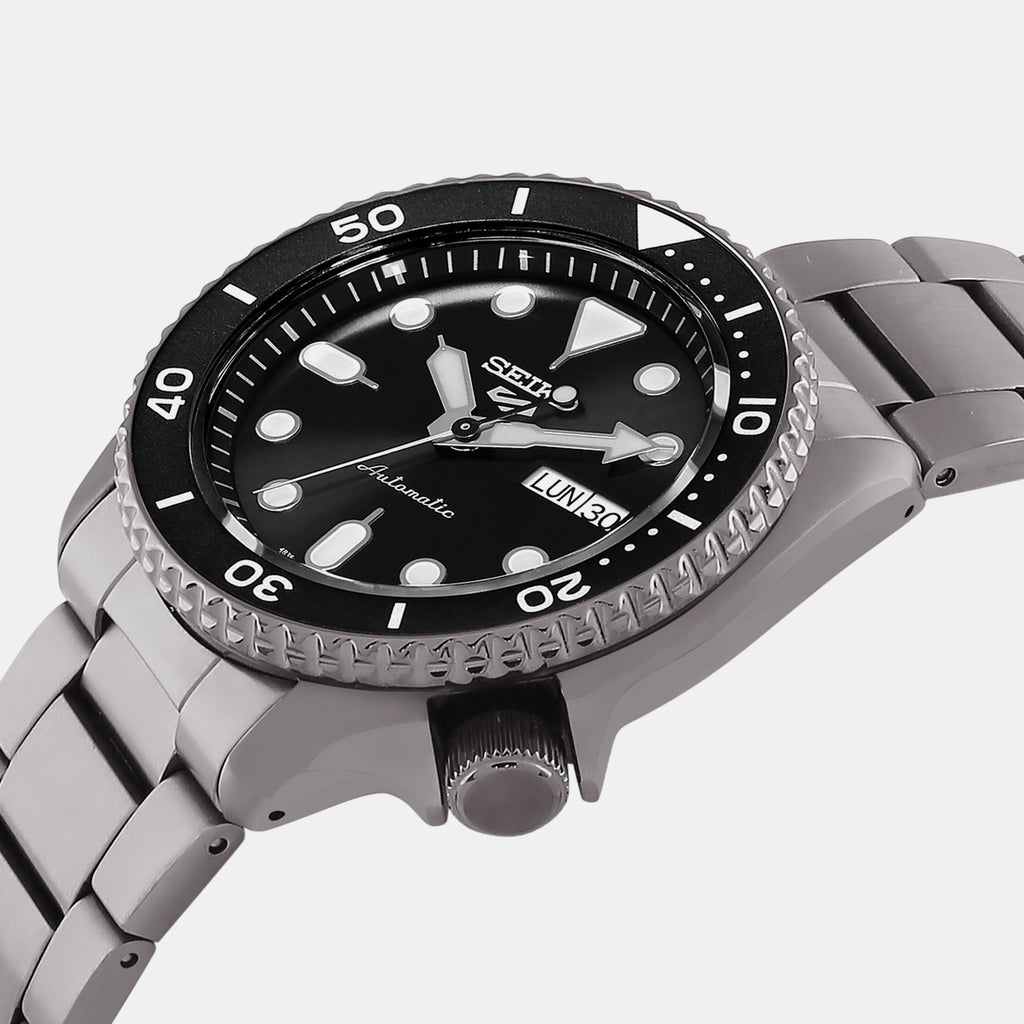 5 Sports Men Automatic Black Dial Analog Stainless Steel Watch SRPD65K1