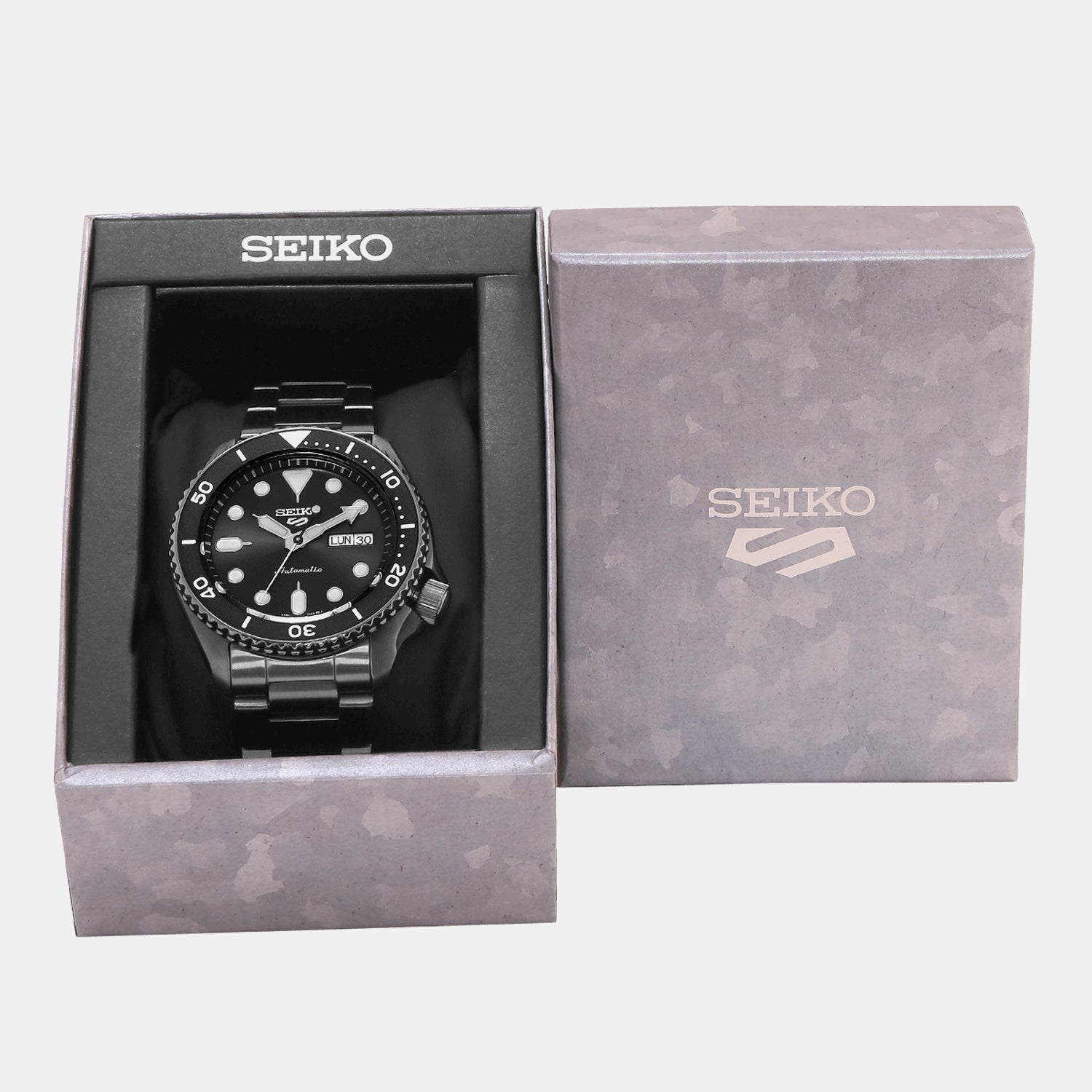 5 Sports Men Automatic Black Dial Analog Stainless Steel Watch SRPD65K1