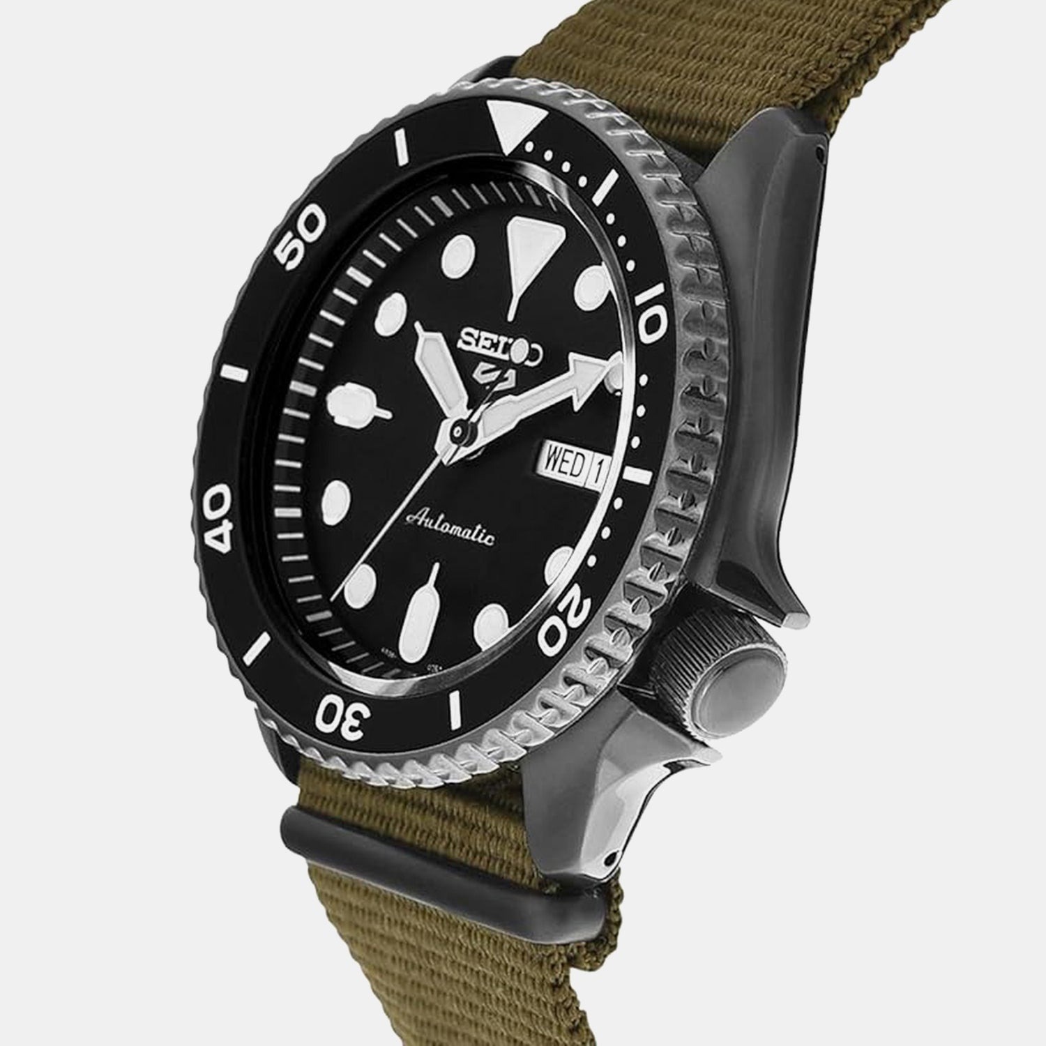 New 5 Sports Men Automatic Black Dial Analog Nylon Watch SRPD65K4