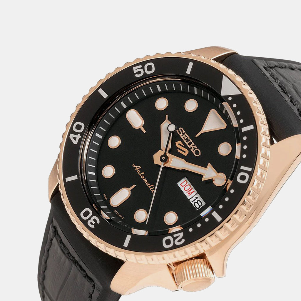 5 Sports Men Automatic Black Dial Analog Leather Watch SRPD76K1