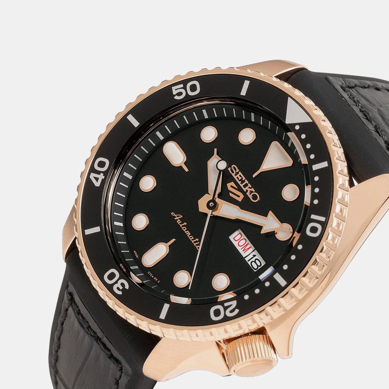 5 Sports Men Automatic Black Dial Analog Leather Watch SRPD76K1