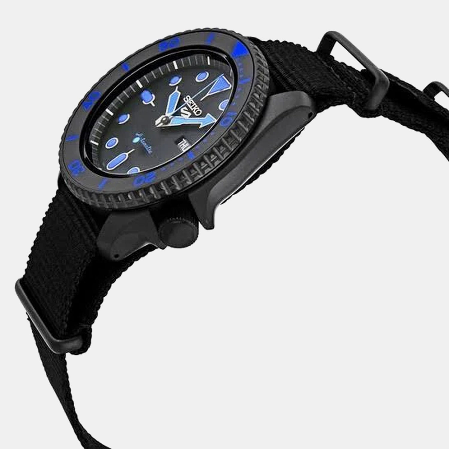 New 5 Sports Men Automatic Black Dial Analog Nylon Watch SRPD81K1