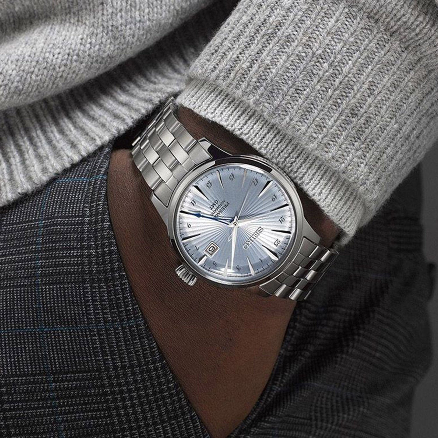 Presage Cocktail Time Men Automatic Blue Dial Analog Stainless Steel Watch SRPE19J1