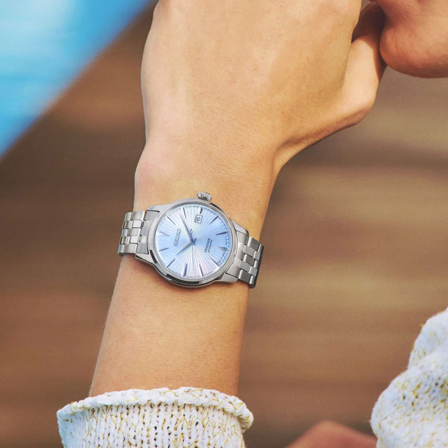 Presage Cocktail Time Men Automatic Blue Dial Analog Stainless Steel Watch SRPE19J1