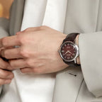 Presage Men Automatic Red Dial Analog Leather Watch SRPE41J1