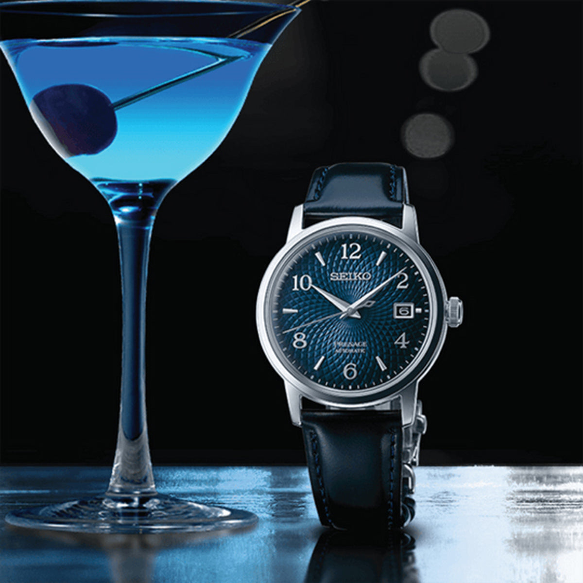 Presage Men Automatic Blue Dial Analog Leather Watch SRPE43J1