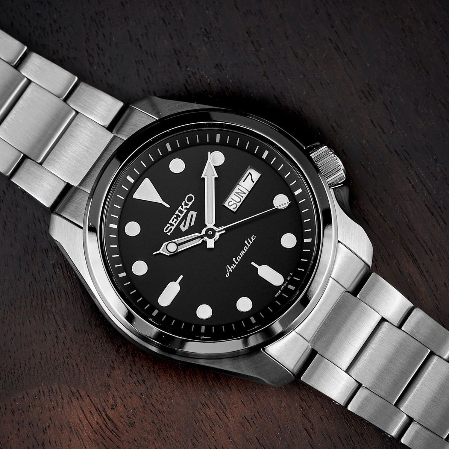 5 Sports Men Automatic Black Dial Analog Stainless Steel Watch SRPE55K1