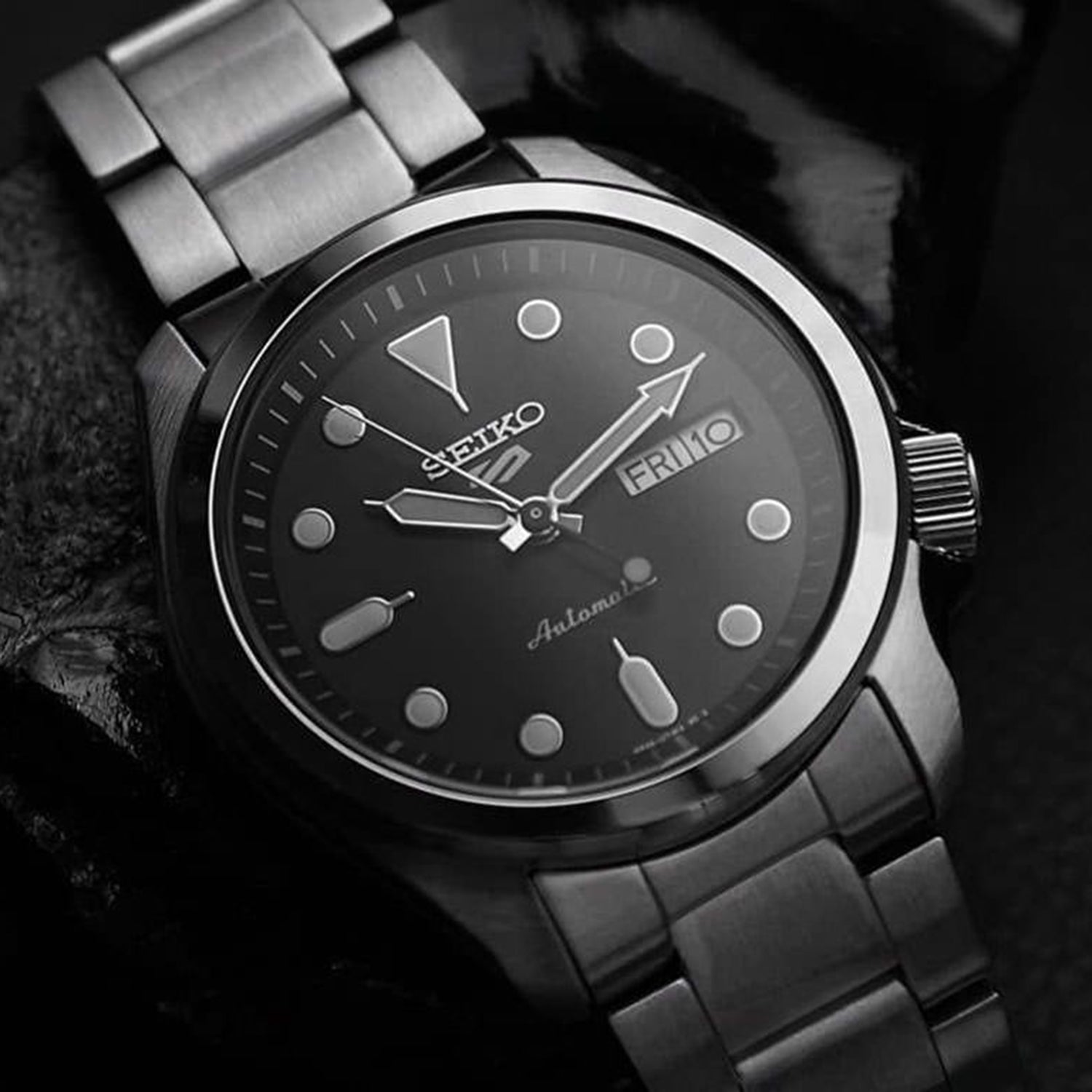 5 Sports Men Automatic Black Dial Analog Stainless Steel Watch SRPE55K1