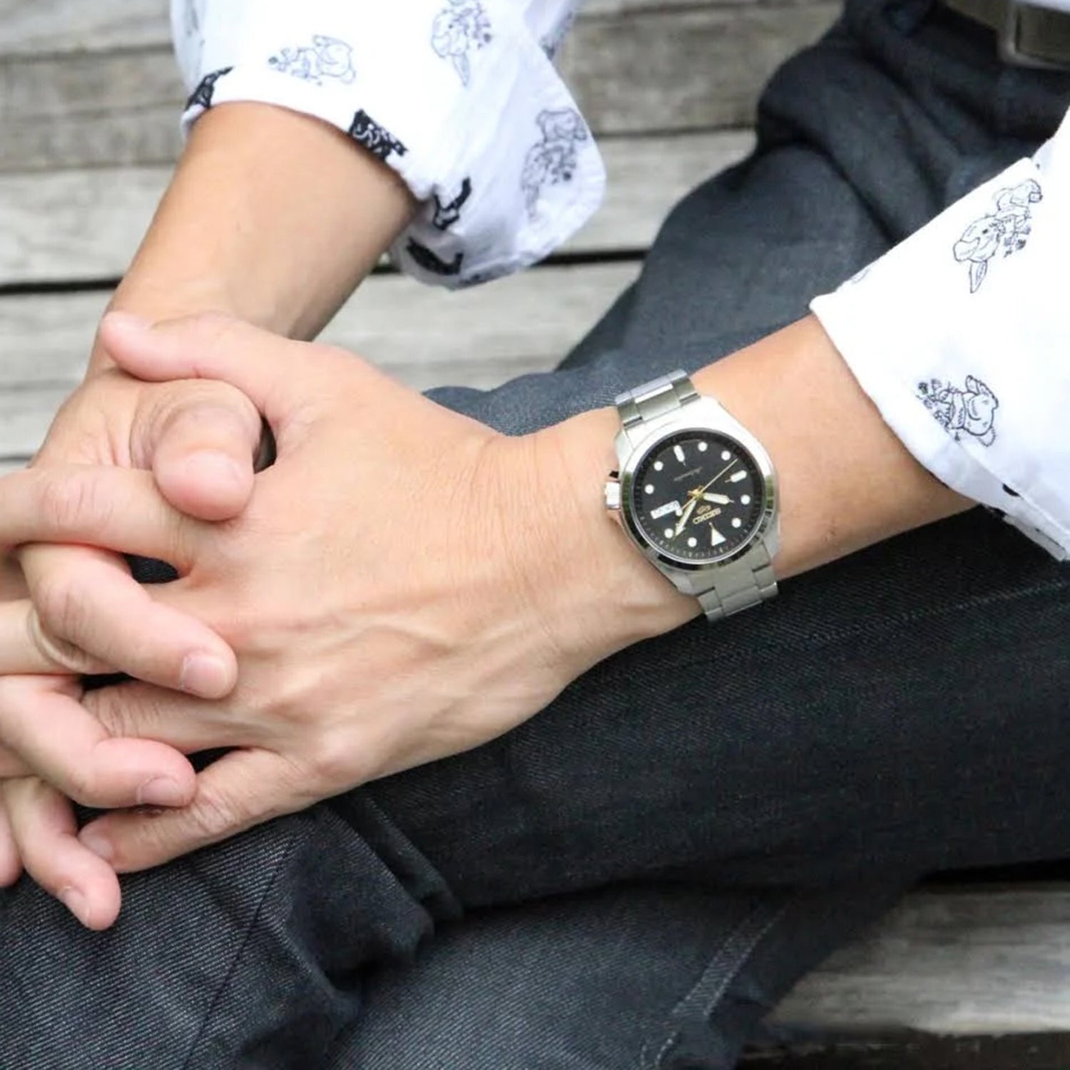 5 Sports Men Automatic Black Dial Analog Stainless Steel Watch SRPE57K1