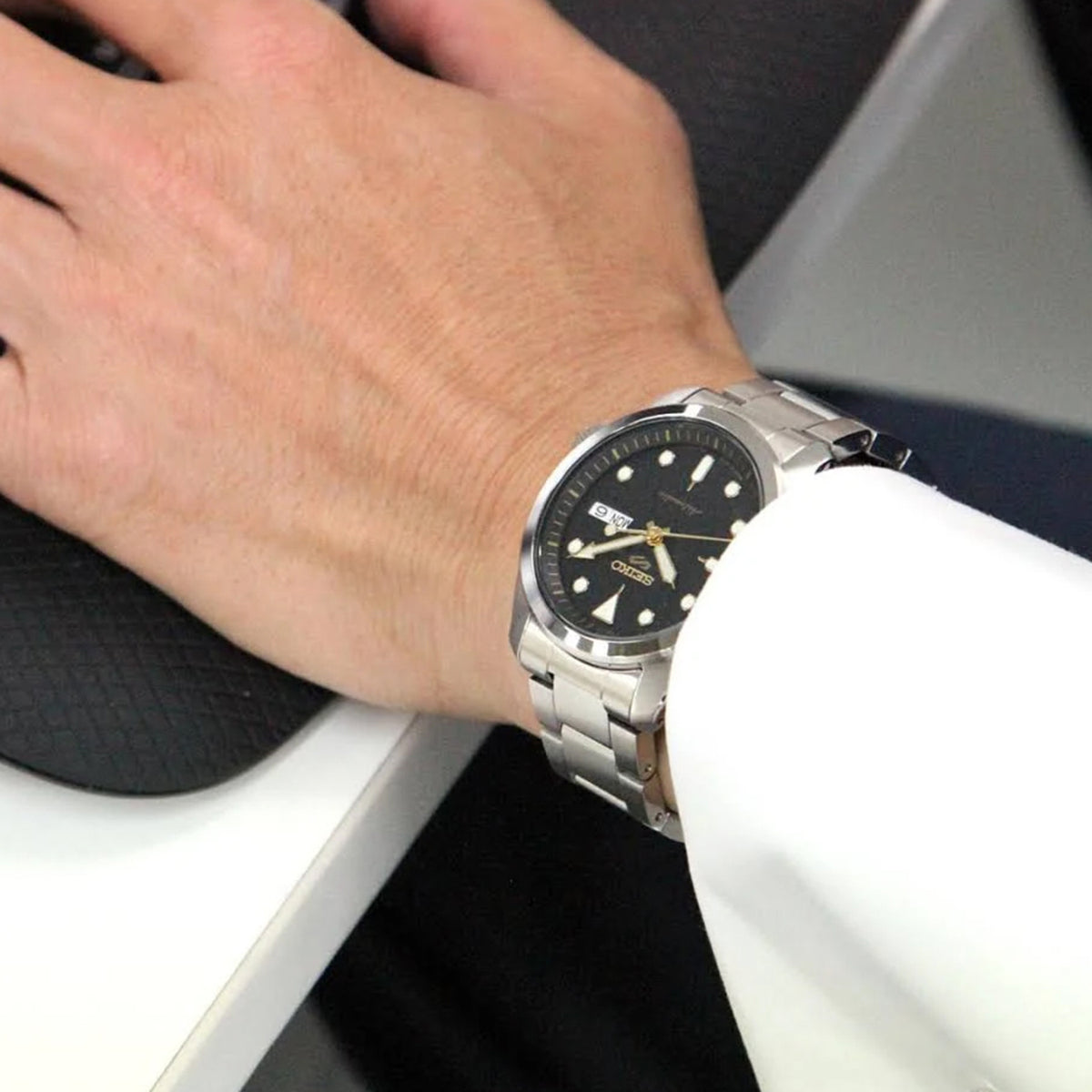 5 Sports Men Automatic Black Dial Analog Stainless Steel Watch SRPE57K1