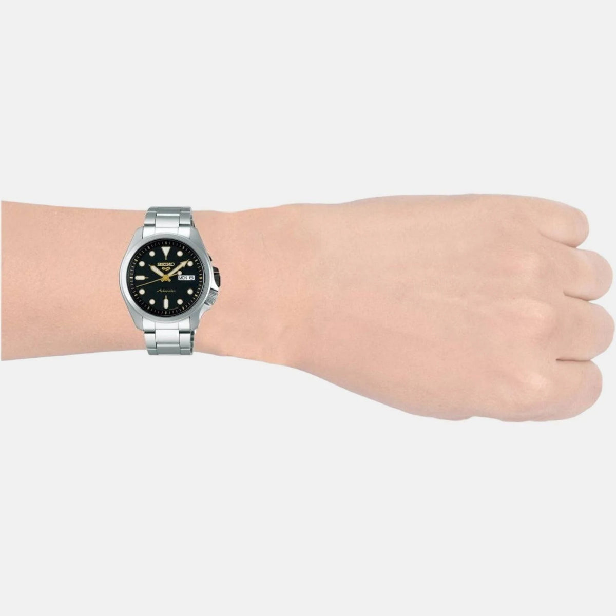 5 Sports Men Automatic Black Dial Analog Stainless Steel Watch SRPE57K1
