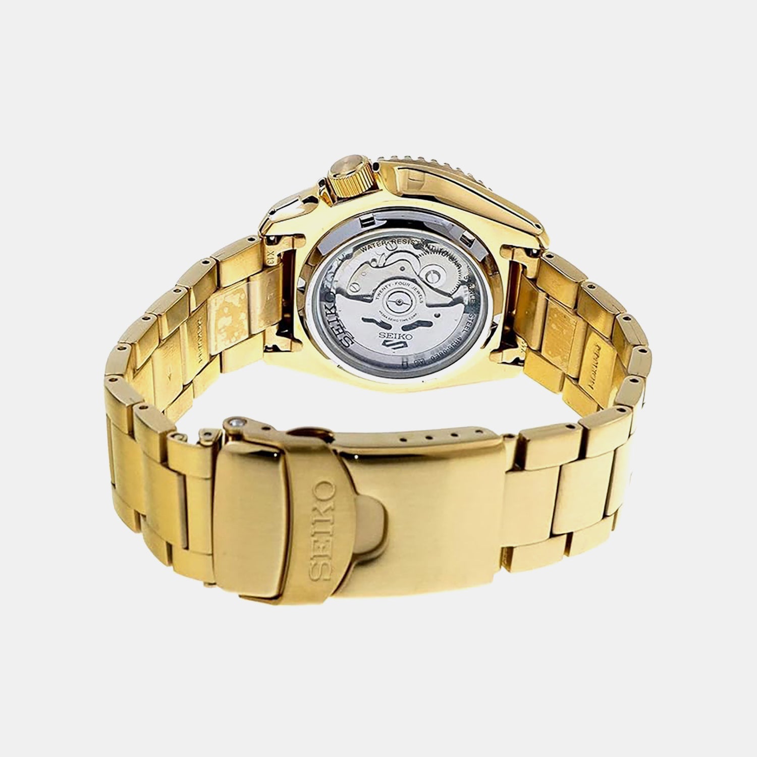 5 Sports Men Automatic Gold Dial Analog Stainless Steel Watch SRPE74K1