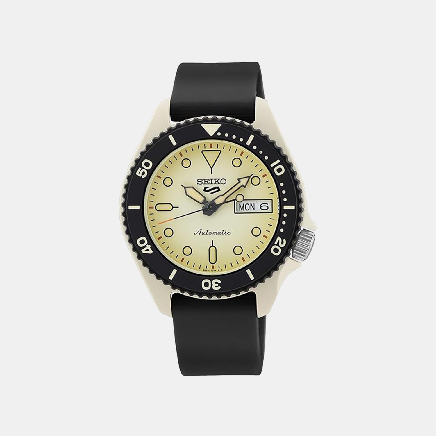 5 Sports Men Automatic White Dial Analog Silicone Watch SRPG71K1