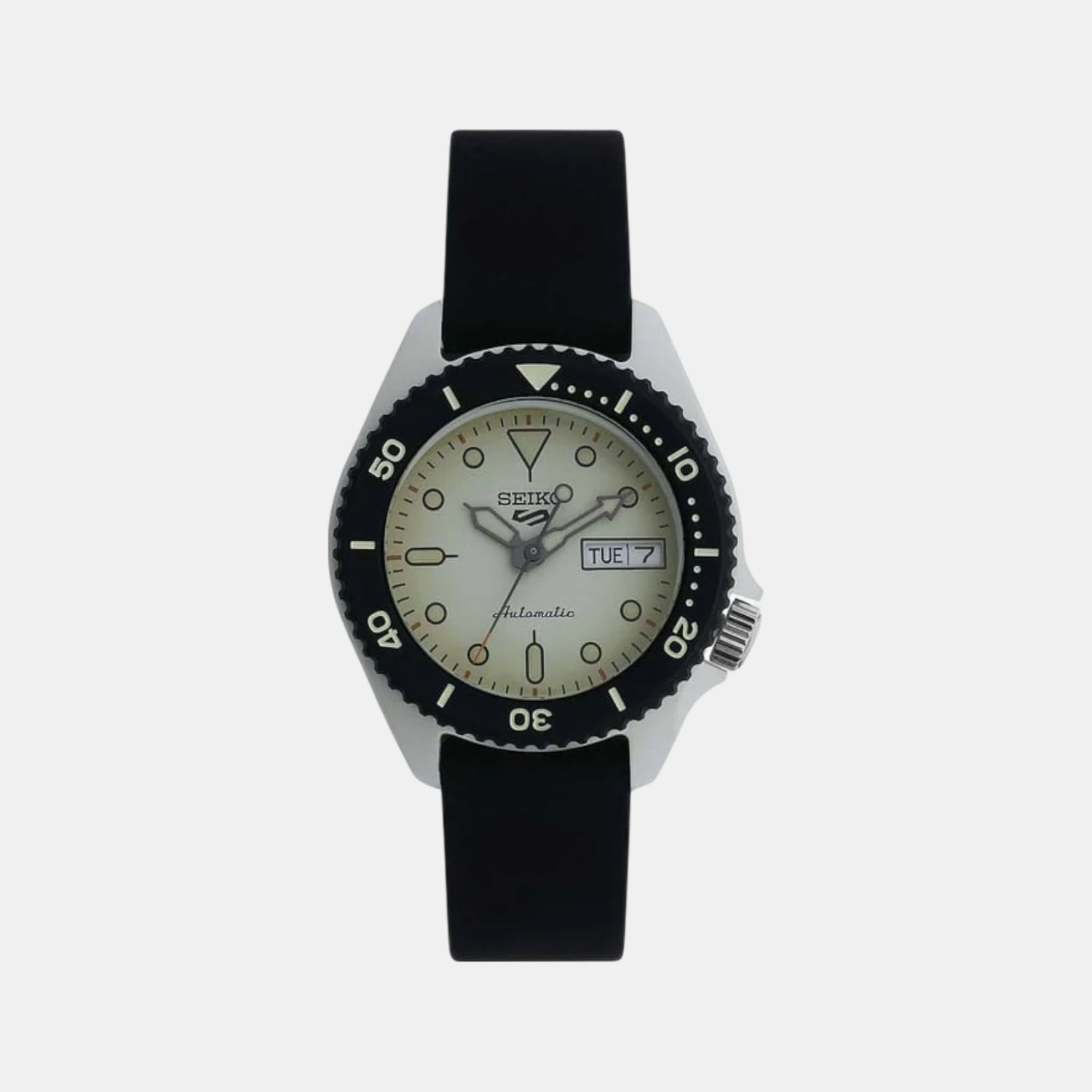 5 Sports Men Automatic Ivory Dial Analog Stainless Steel Watch SRPG71K1